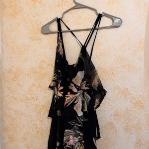 White House Black Market Black Floral Top